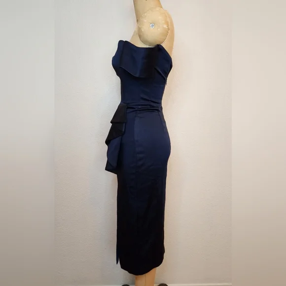 Dress The Population Navy Satin Alani Sheath Dress - Picture 7 of 10
